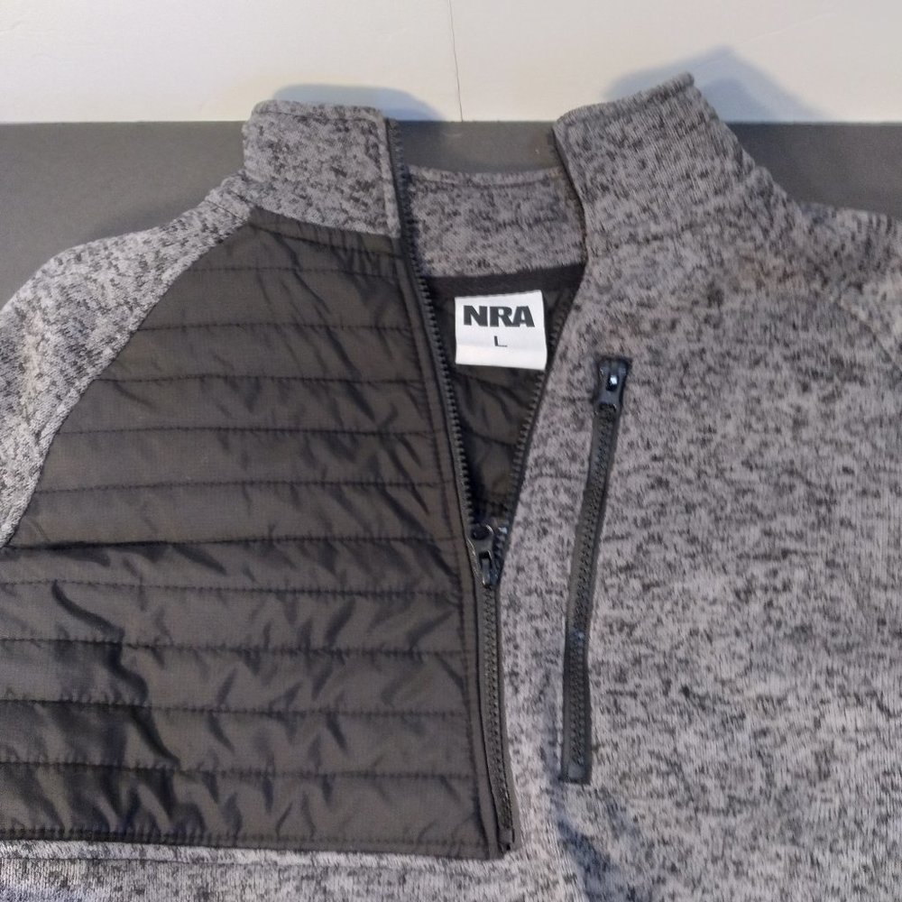 NRA Sweatshirt Lightweight Quarter Zip Embroidered "NRA" On Sleeve Men's Size LG